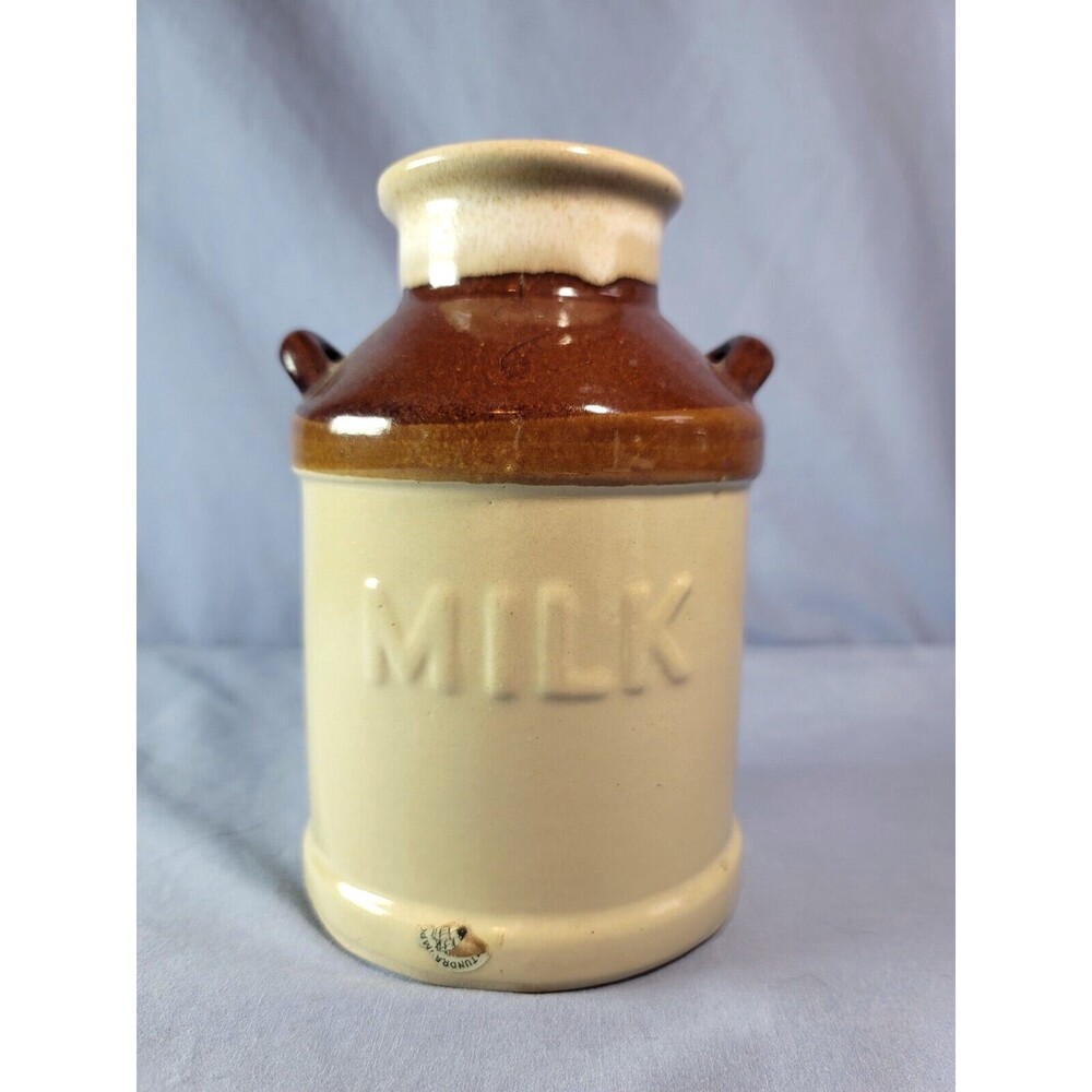 Farmhouse Milk Jug Canada Pottery Canister Utensil Holder Vintage 70's Ceramic